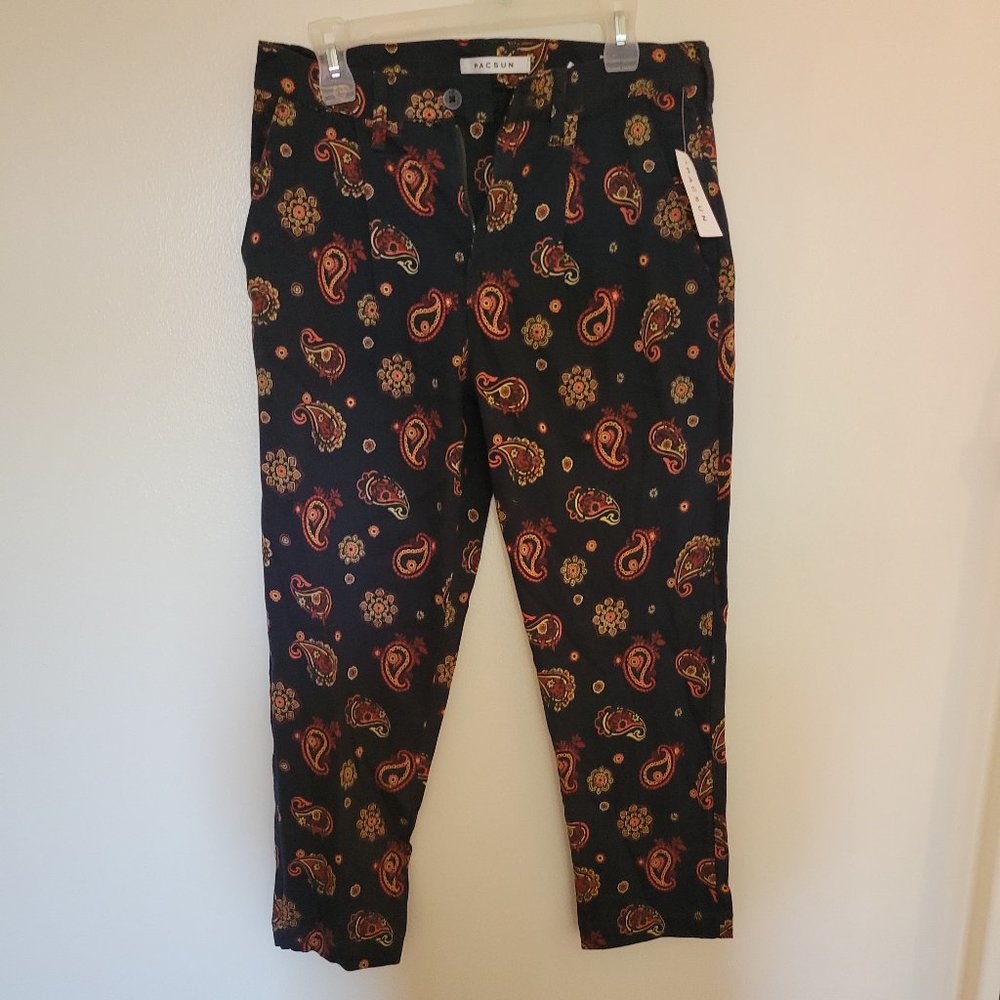 Blue paisley print streetwear pants